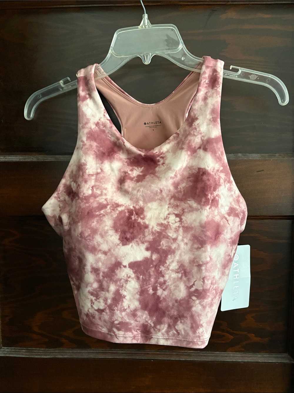 Athleta Pink and White Tie-Dye Sports bra